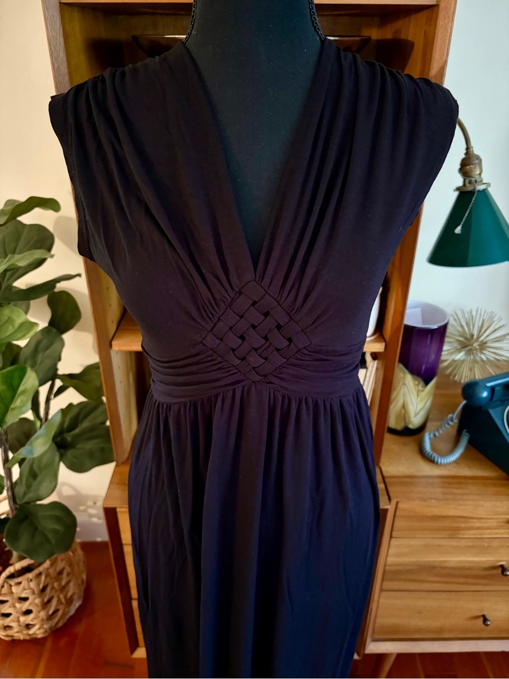 Gilli Black Sleeveless Maxi Dress with Woven Bodice